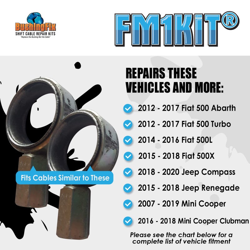 BushingFix.com BushingFix FM1KIT Transmission Shift Cable Bushing Repair Kit, Shifter Cable Kit Fits Select Fiat, Jeep, and Mini Models, Manual Transmission Shift Cable Replacement Bushing, Easy Repair Replacement - Image 4